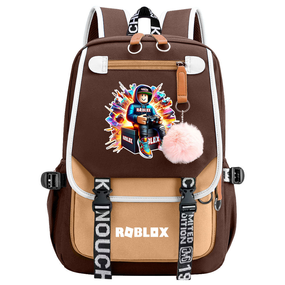 Roblox Waterproof Backpack School Notebook Travel Bag USB Charging