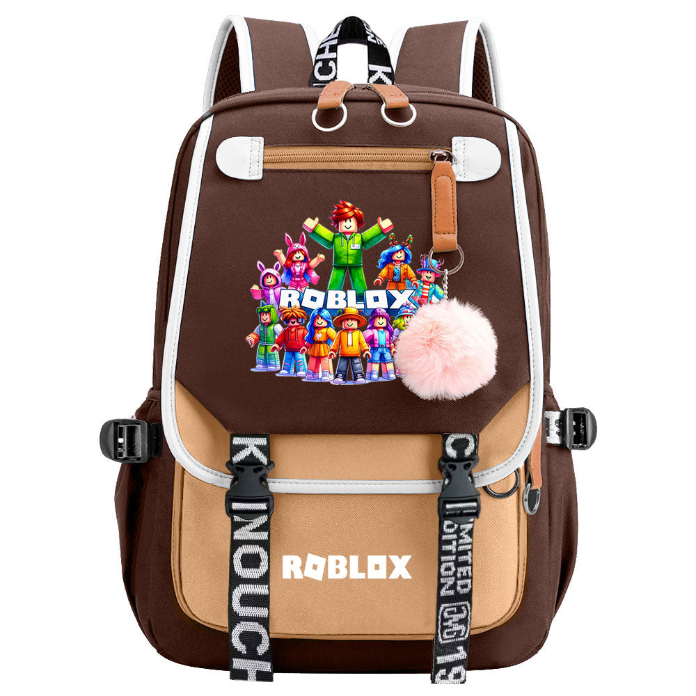 Roblox Waterproof Backpack School Notebook Travel Bag USB Charging