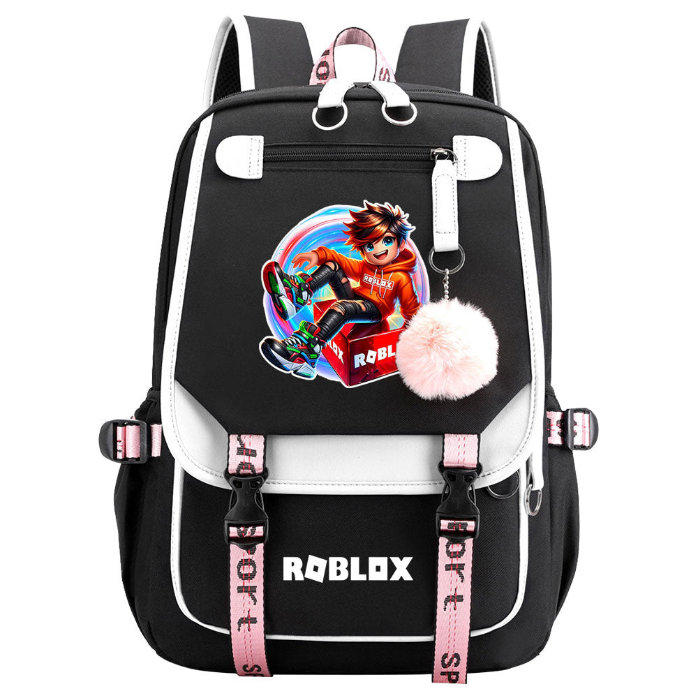Roblox Waterproof Backpack School Notebook Travel Bag USB Charging
