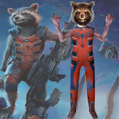 Guardians of the Galaxy Rocket Raccoon Cosplay Costume with Mask Boys Girls Bodysuit Halloween Fancy Jumpsuits