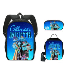 Ruby GillmanTeenage Kraken Full Printed Backpack Schoolbag Travel Notebook Bag Lunch Bag Pencil Bag for Kids Students 3PCS