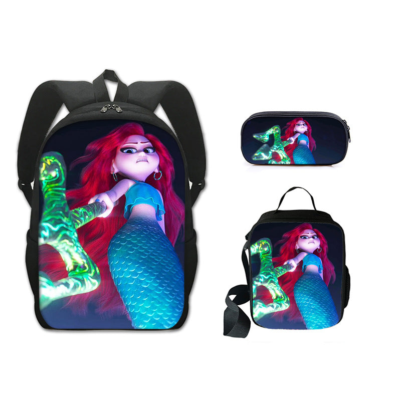 Ruby GillmanTeenage Kraken Full Printed Backpack Schoolbag Travel Notebook Bag Lunch Bag Pencil Bag for Kids Students 3PCS