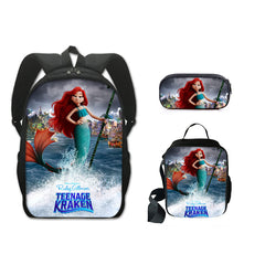 Ruby GillmanTeenage Kraken Full Printed Backpack Schoolbag Travel Notebook Bag Lunch Bag Pencil Bag for Kids Students 3PCS