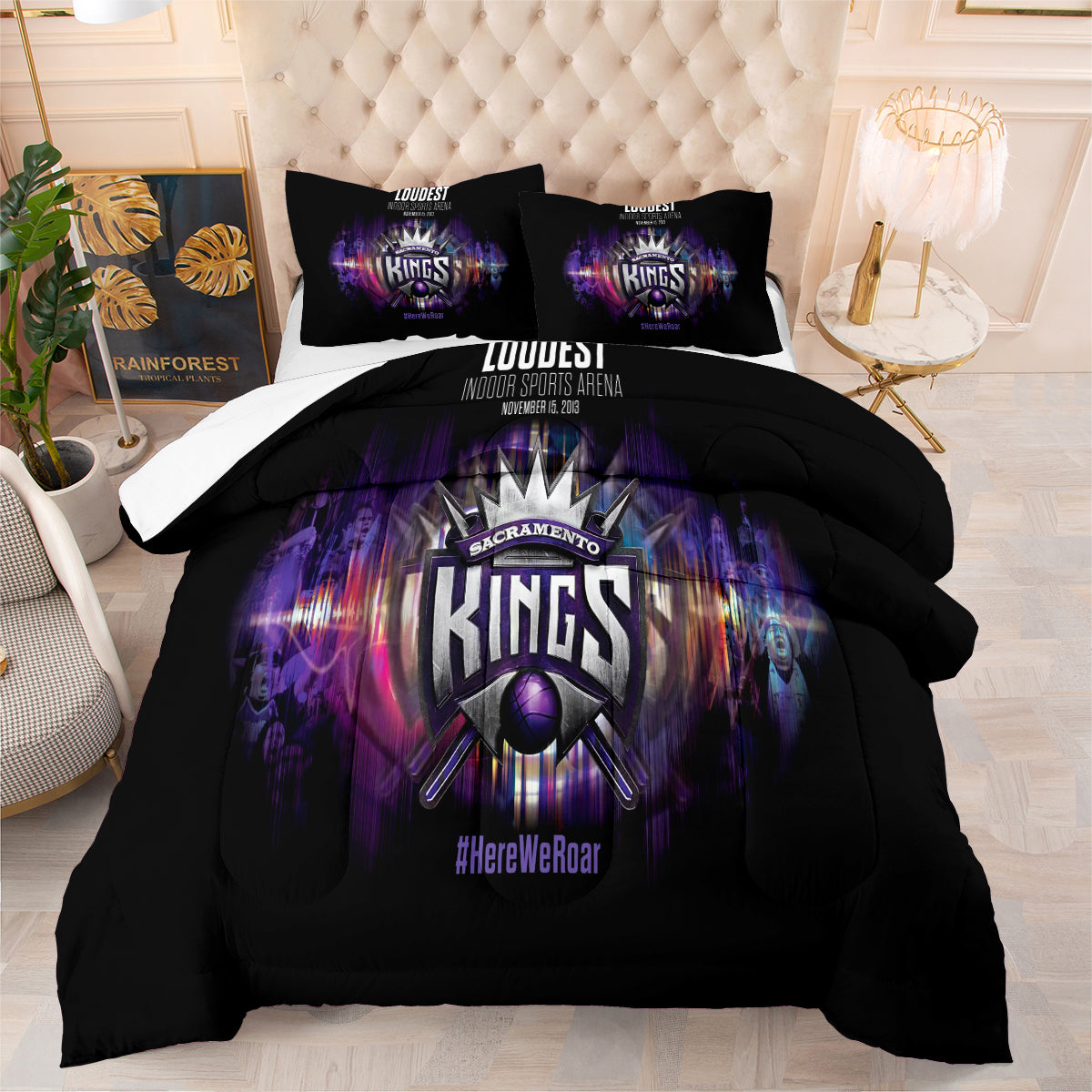 Sacramento Basketball Kings Comforter Pillowcases 3PC Sets All Season Reversible Quilted Duvet