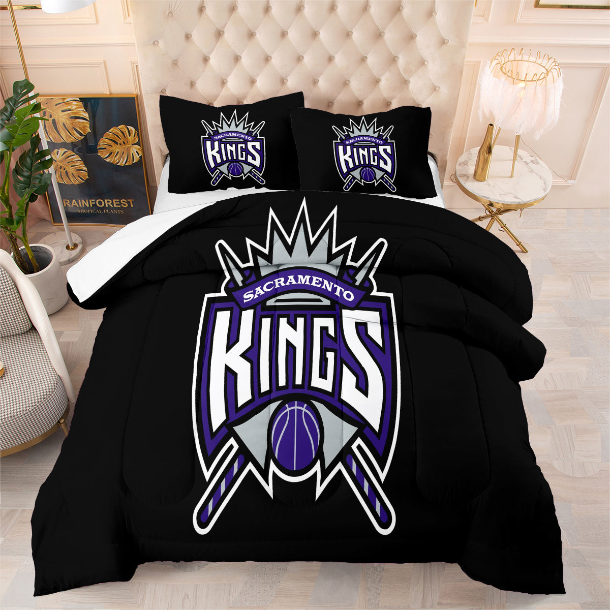 Sacramento Basketball Kings Comforter Pillowcases 3PC Sets All Season Reversible Quilted Duvet