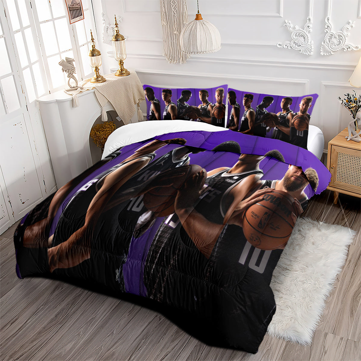 Sacramento Basketball Kings Comforter Pillowcases 3PC Sets All Season Reversible Quilted Duvet