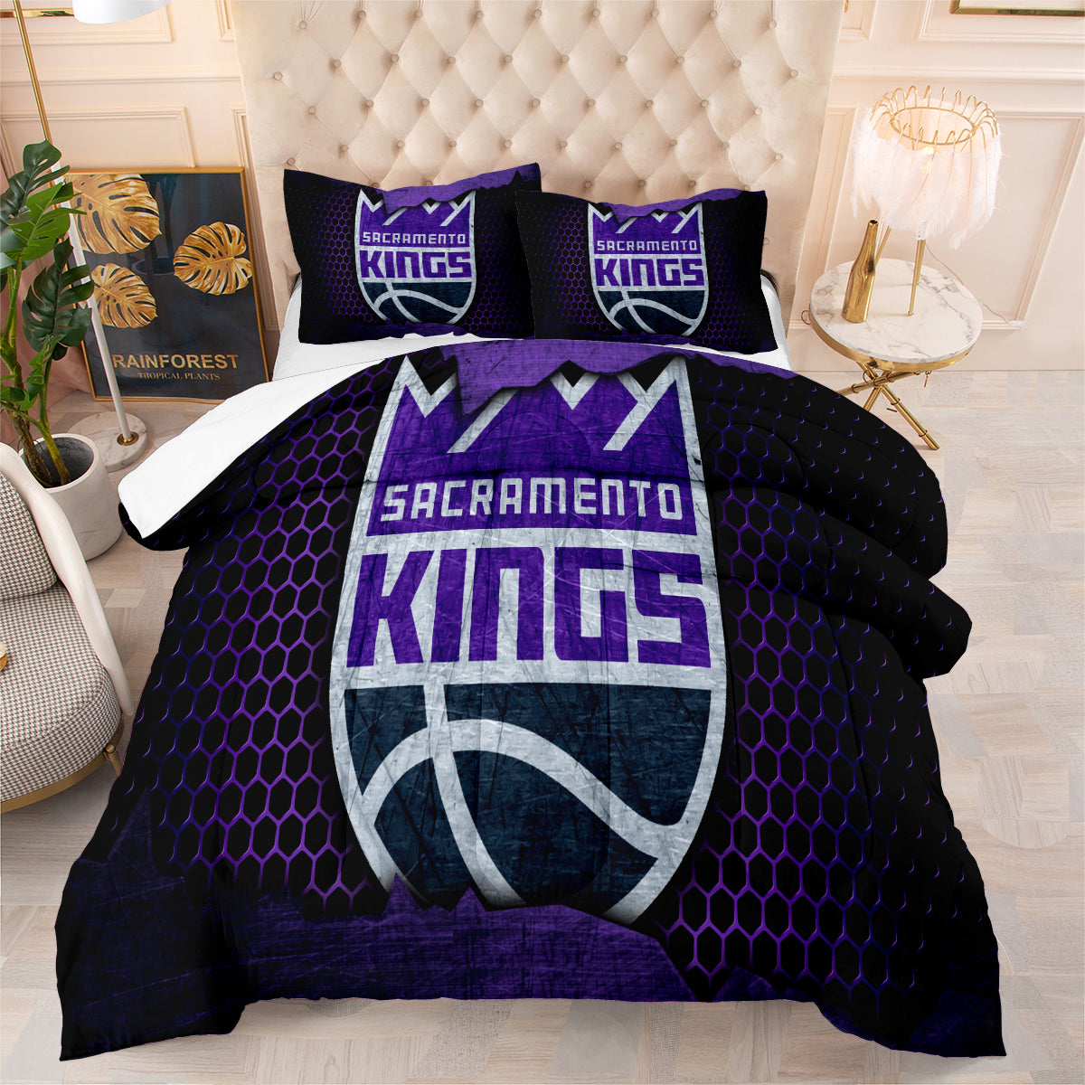 Sacramento Basketball Kings Comforter Pillowcases 3PC Sets All Season Reversible Quilted Duvet