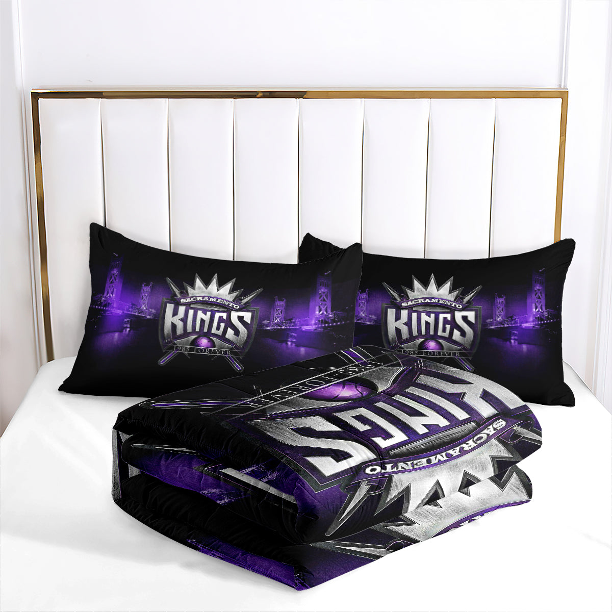 Sacramento Basketball Kings Comforter Pillowcases 3PC Sets All Season Reversible Quilted Duvet