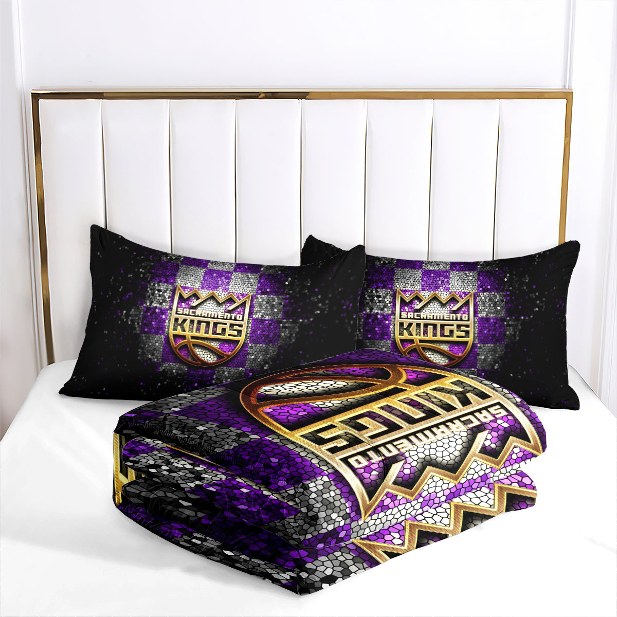 Sacramento Basketball Kings Comforter Pillowcases 3PC Sets All Season Reversible Quilted Duvet