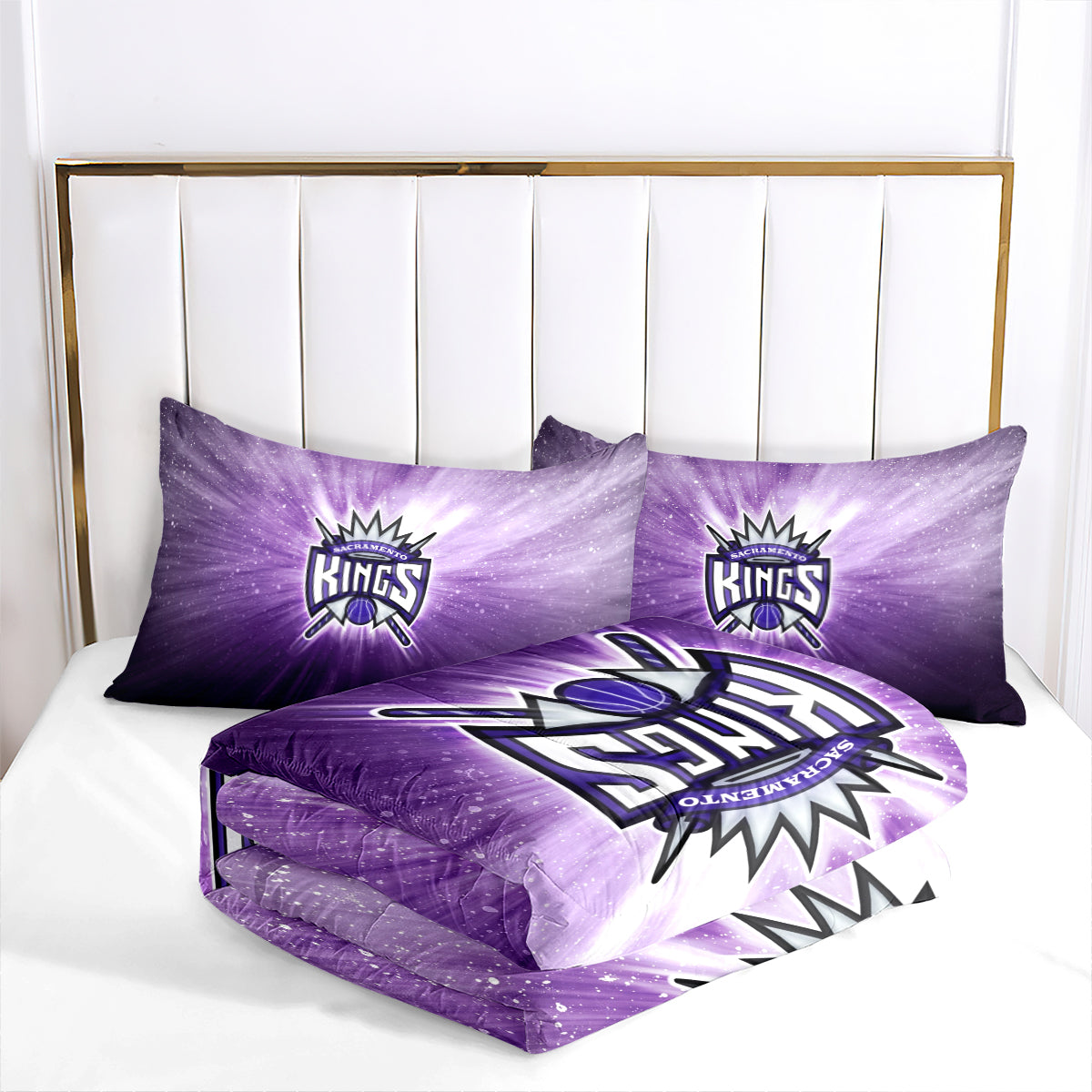 Sacramento Basketball Kings Comforter Pillowcases 3PC Sets All Season Reversible Quilted Duvet