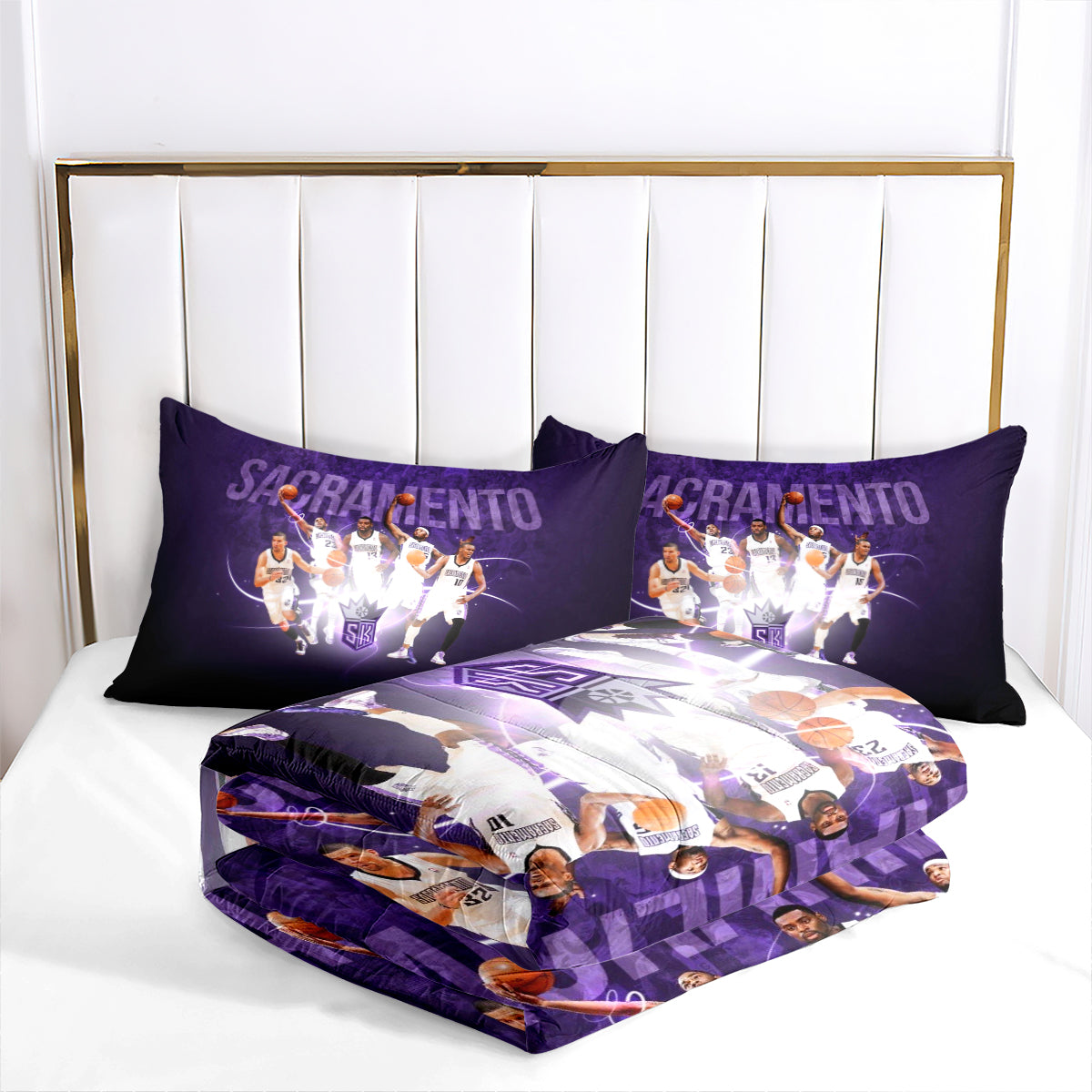 Sacramento Basketball Kings Comforter Pillowcases 3PC Sets All Season Reversible Quilted Duvet