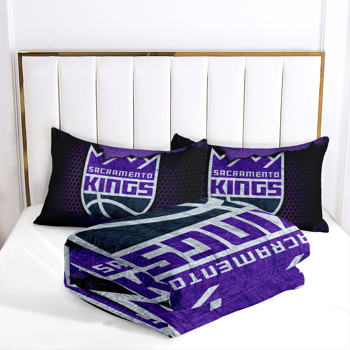 Sacramento Basketball Kings Comforter Pillowcases 3PC Sets All Season Reversible Quilted Duvet