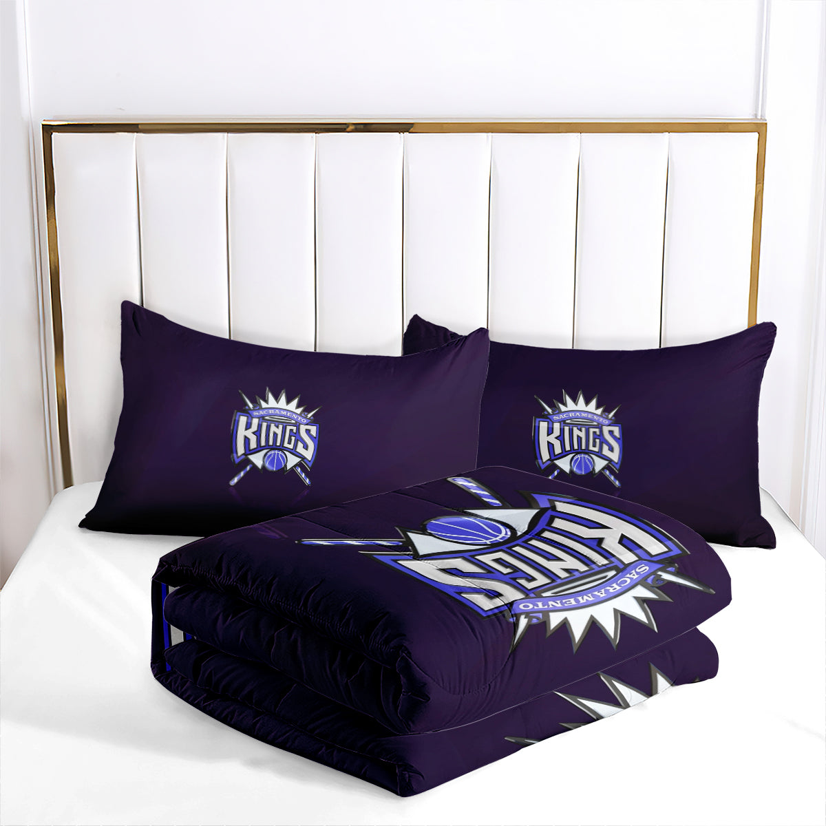 Sacramento Basketball Kings Comforter Pillowcases 3PC Sets All Season Reversible Quilted Duvet