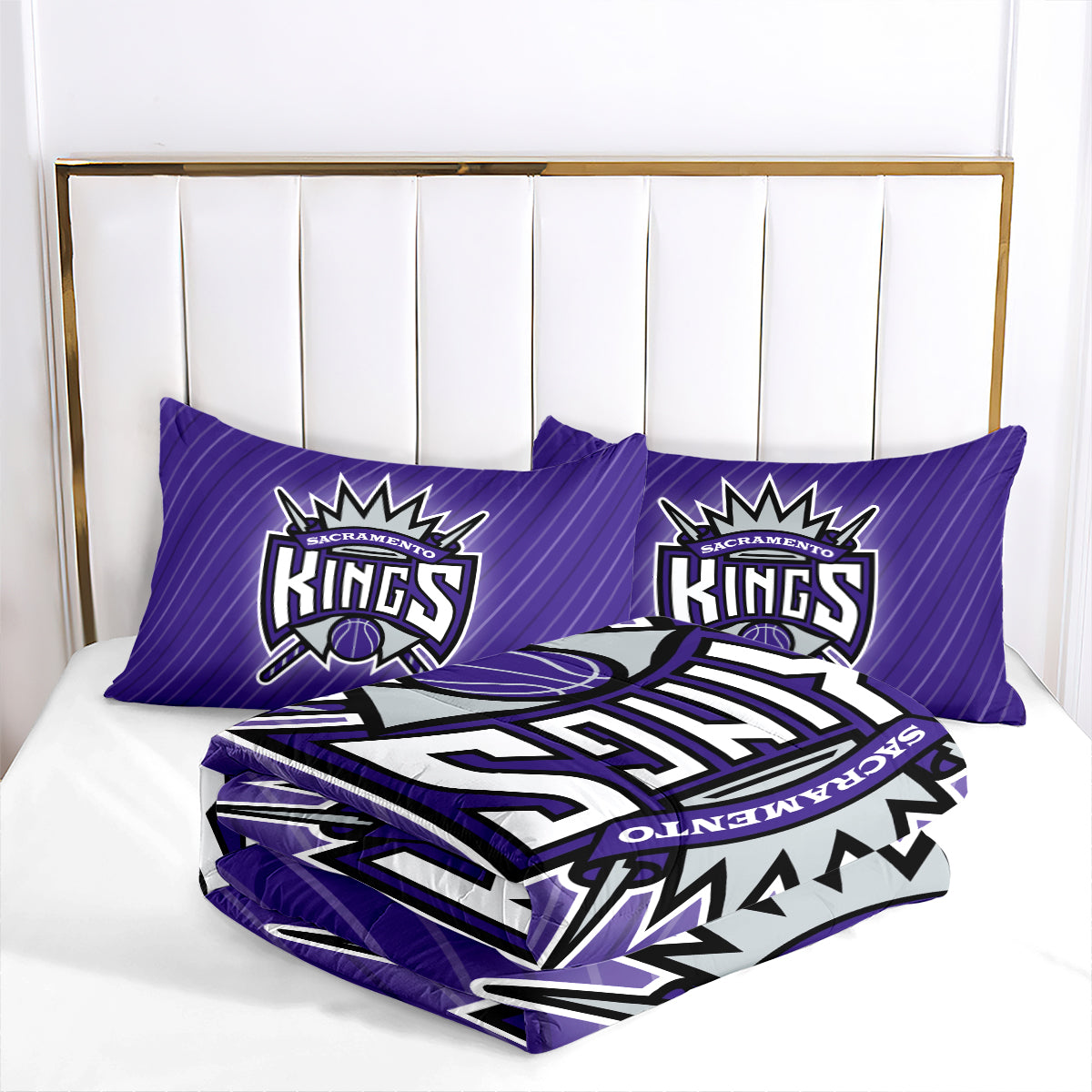 Sacramento Basketball Kings Comforter Pillowcases 3PC Sets All Season Reversible Quilted Duvet