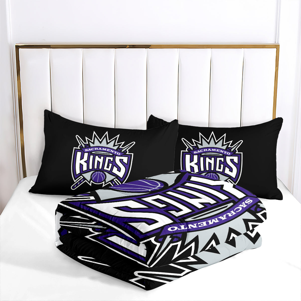 Sacramento Basketball Kings Comforter Pillowcases 3PC Sets All Season Reversible Quilted Duvet