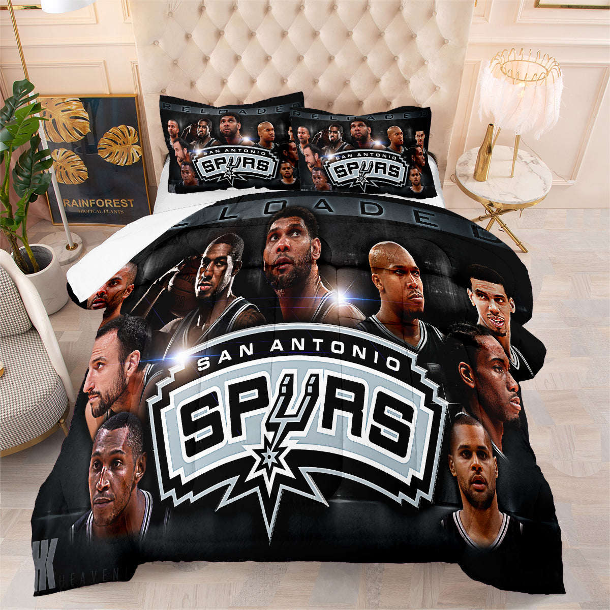 San Antonio Basketball Spurs Comforter Pillowcases 3PC Sets All Season Reversible Quilted Duvet