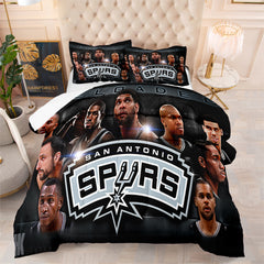 San Antonio Basketball Spurs Comforter Pillowcases 3PC Sets All Season Reversible Quilted Duvet