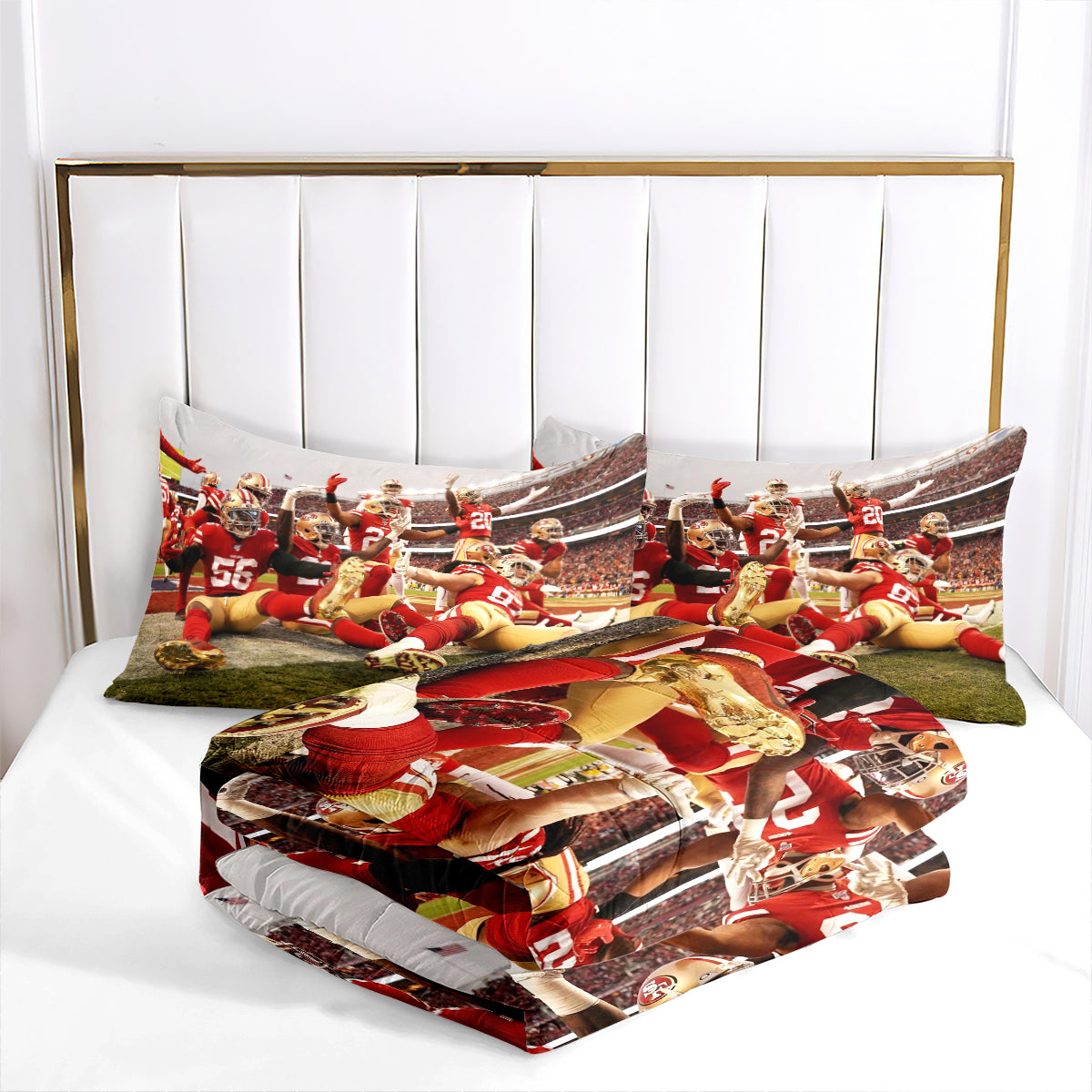 San Francisco Rugby 49ers Comforter Pillowcases 3PC Sets Blanket All Season Reversible Quilted Duvet