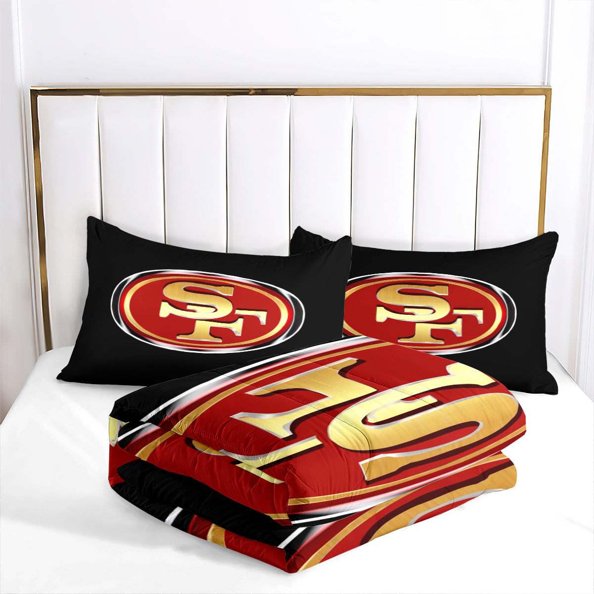 San Francisco Rugby 49ers Comforter Pillowcases 3PC Sets Blanket All Season Reversible Quilted Duvet