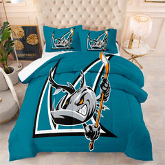 San Jose Hockey Sharks Comforter Pillowcases 3PC Sets Blanket All Season Reversible Quilted Duvet