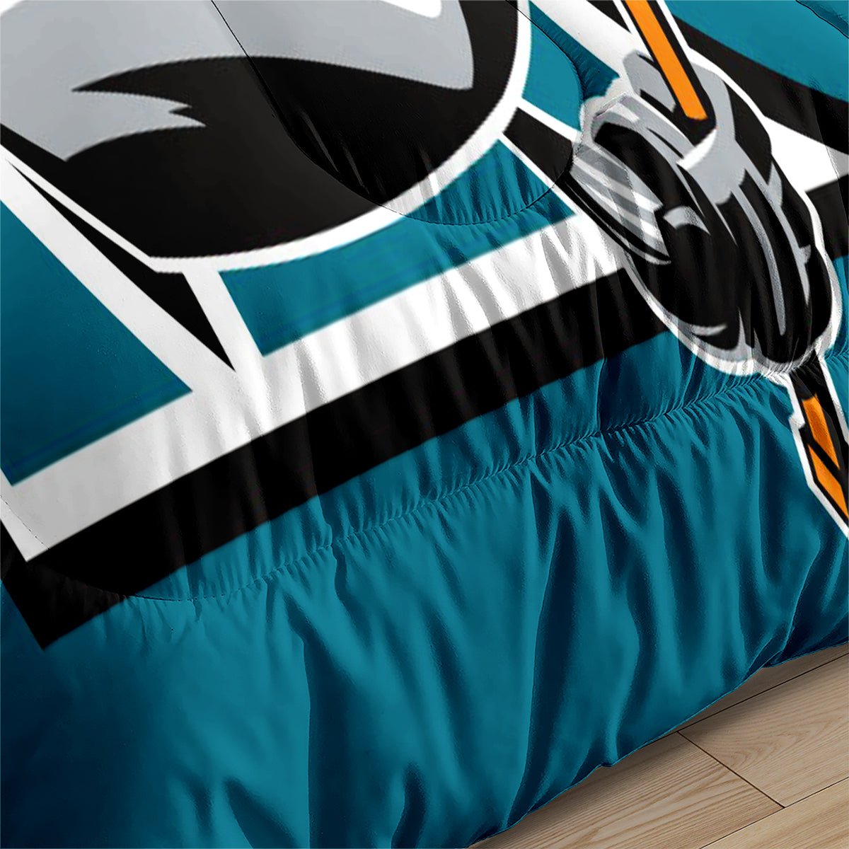 San Jose Hockey Sharks Comforter Pillowcases 3PC Sets Blanket All Season Reversible Quilted Duvet