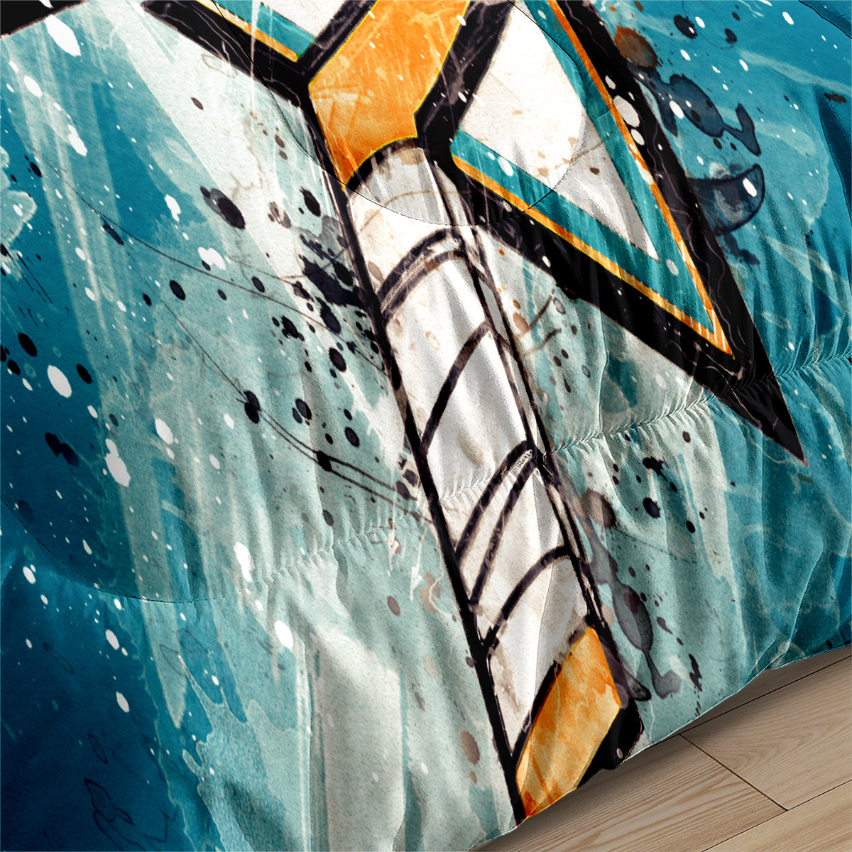 San Jose Hockey Sharks Comforter Pillowcases 3PC Sets Blanket All Season Reversible Quilted Duvet
