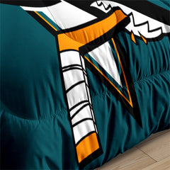 San Jose Hockey Sharks Comforter Pillowcases 3PC Sets Blanket All Season Reversible Quilted Duvet