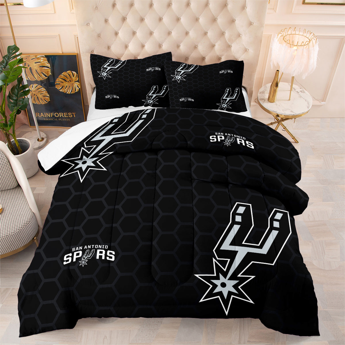 San Antonio Basketball Spurs Comforter Pillowcases 3PC Sets All Season Reversible Quilted Duvet