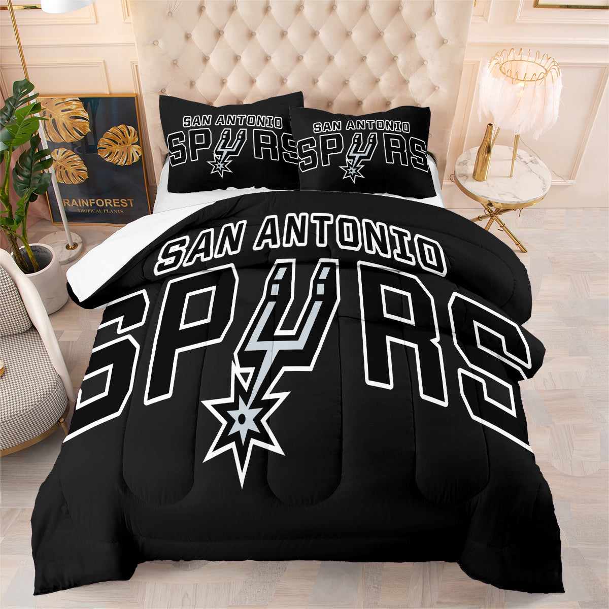 San Antonio Basketball Spurs Comforter Pillowcases 3PC Sets All Season Reversible Quilted Duvet