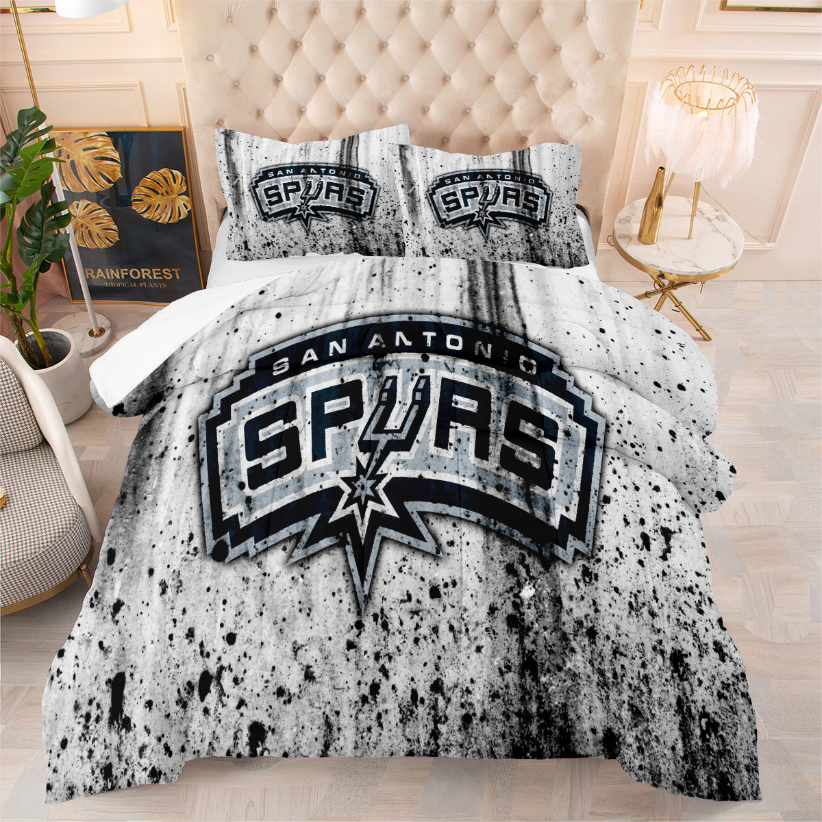 San Antonio Basketball Spurs Comforter Pillowcases 3PC Sets All Season Reversible Quilted Duvet