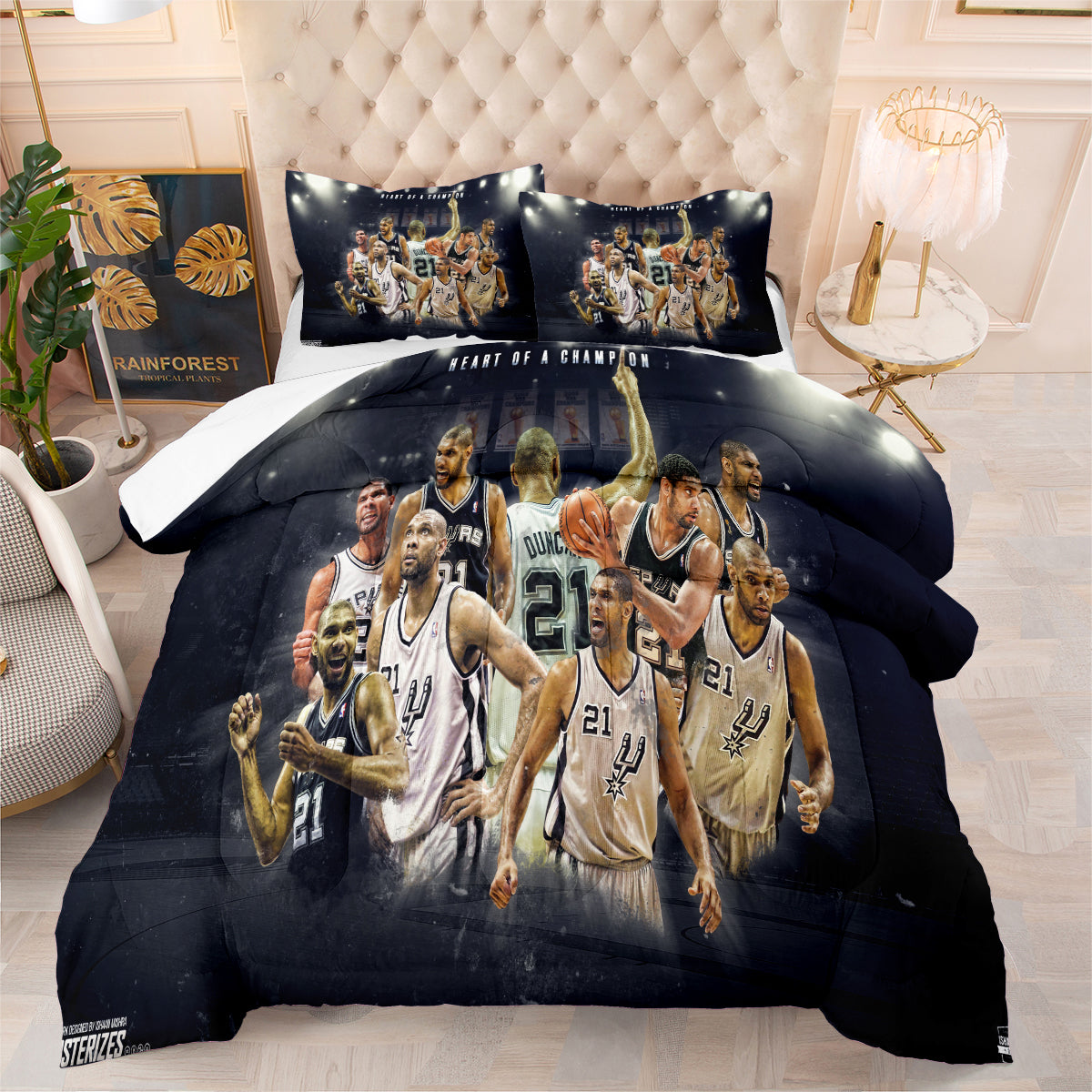 San Antonio Basketball Spurs Comforter Pillowcases 3PC Sets All Season Reversible Quilted Duvet