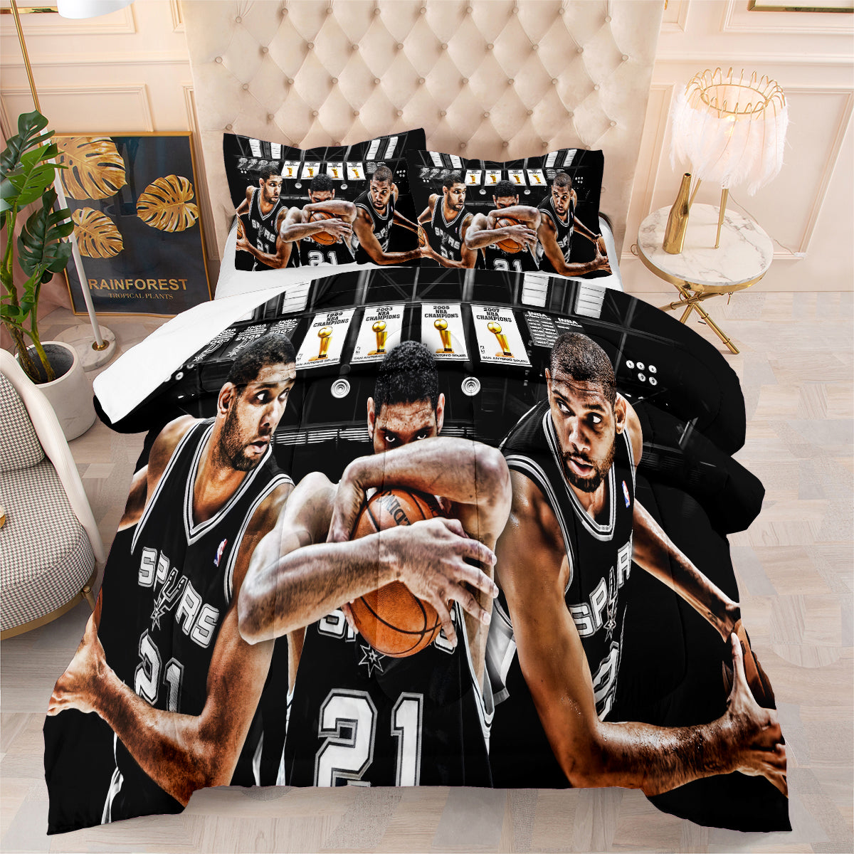 San Antonio Basketball Spurs Comforter Pillowcases 3PC Sets All Season Reversible Quilted Duvet