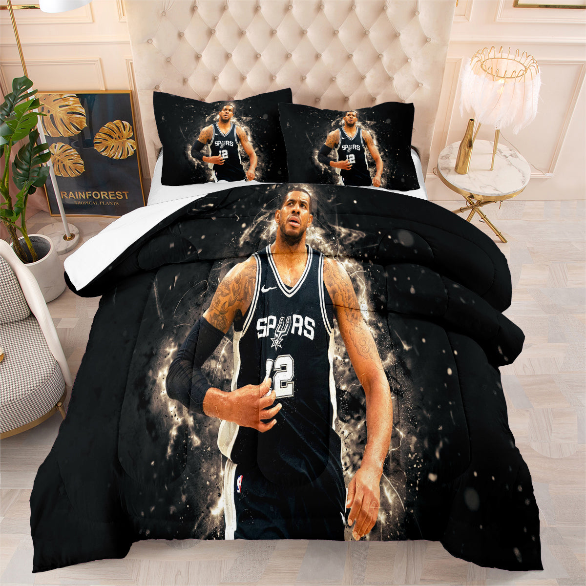 San Antonio Basketball Spurs Comforter Pillowcases 3PC Sets All Season Reversible Quilted Duvet