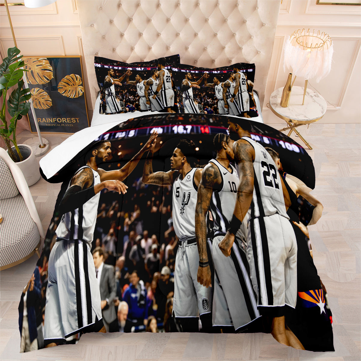 San Antonio Basketball Spurs Comforter Pillowcases 3PC Sets All Season Reversible Quilted Duvet