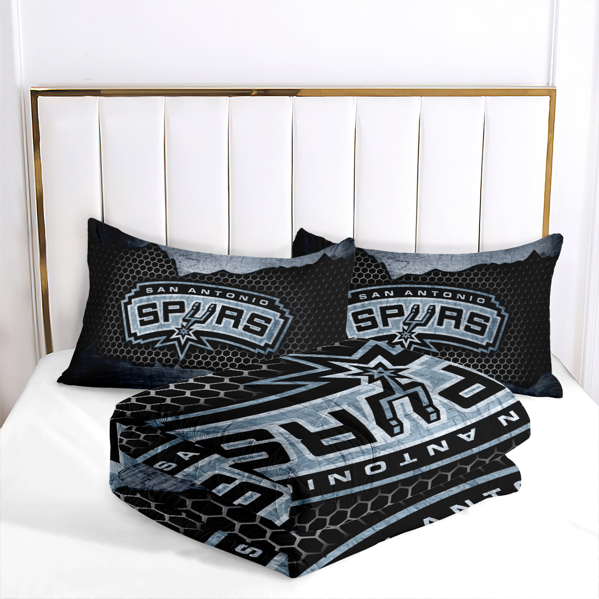 San Antonio Basketball Spurs Comforter Pillowcases 3PC Sets All Season Reversible Quilted Duvet