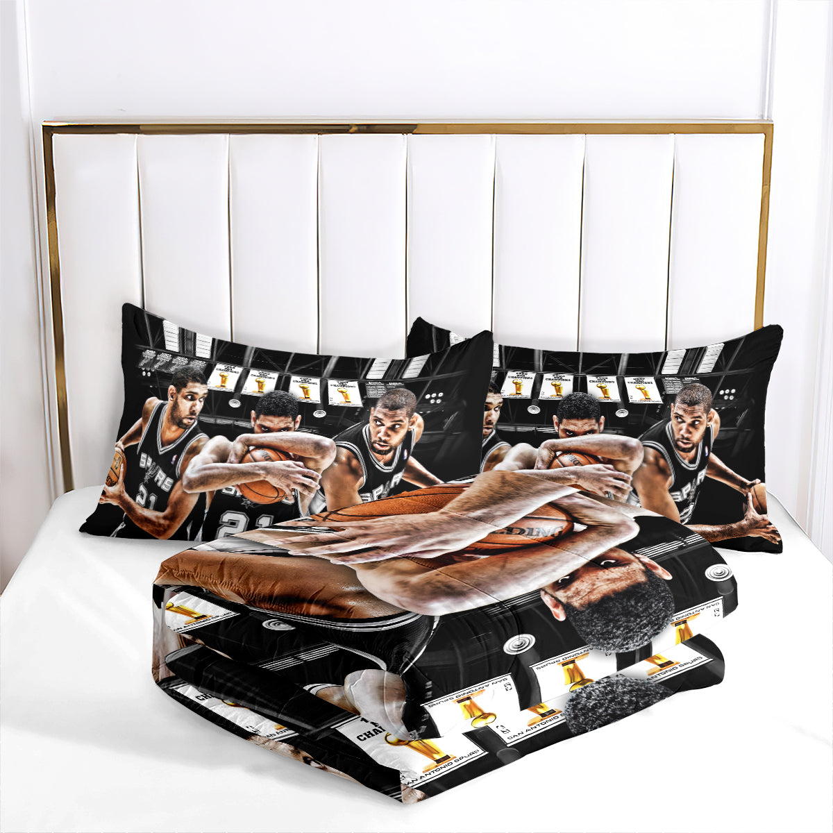 San Antonio Basketball Spurs Comforter Pillowcases 3PC Sets All Season Reversible Quilted Duvet