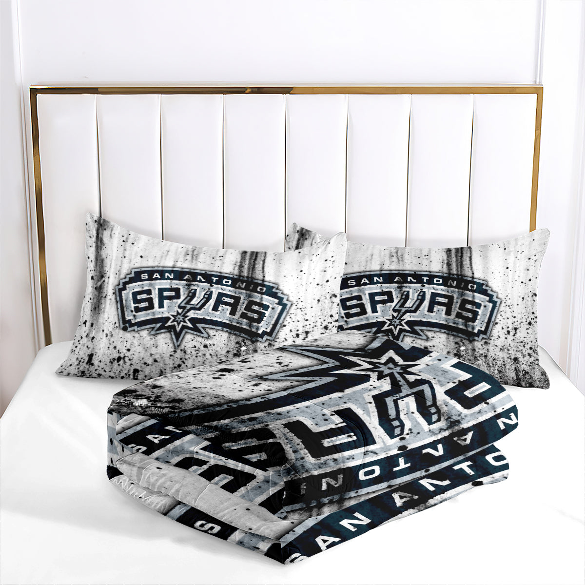 San Antonio Basketball Spurs Comforter Pillowcases 3PC Sets All Season Reversible Quilted Duvet