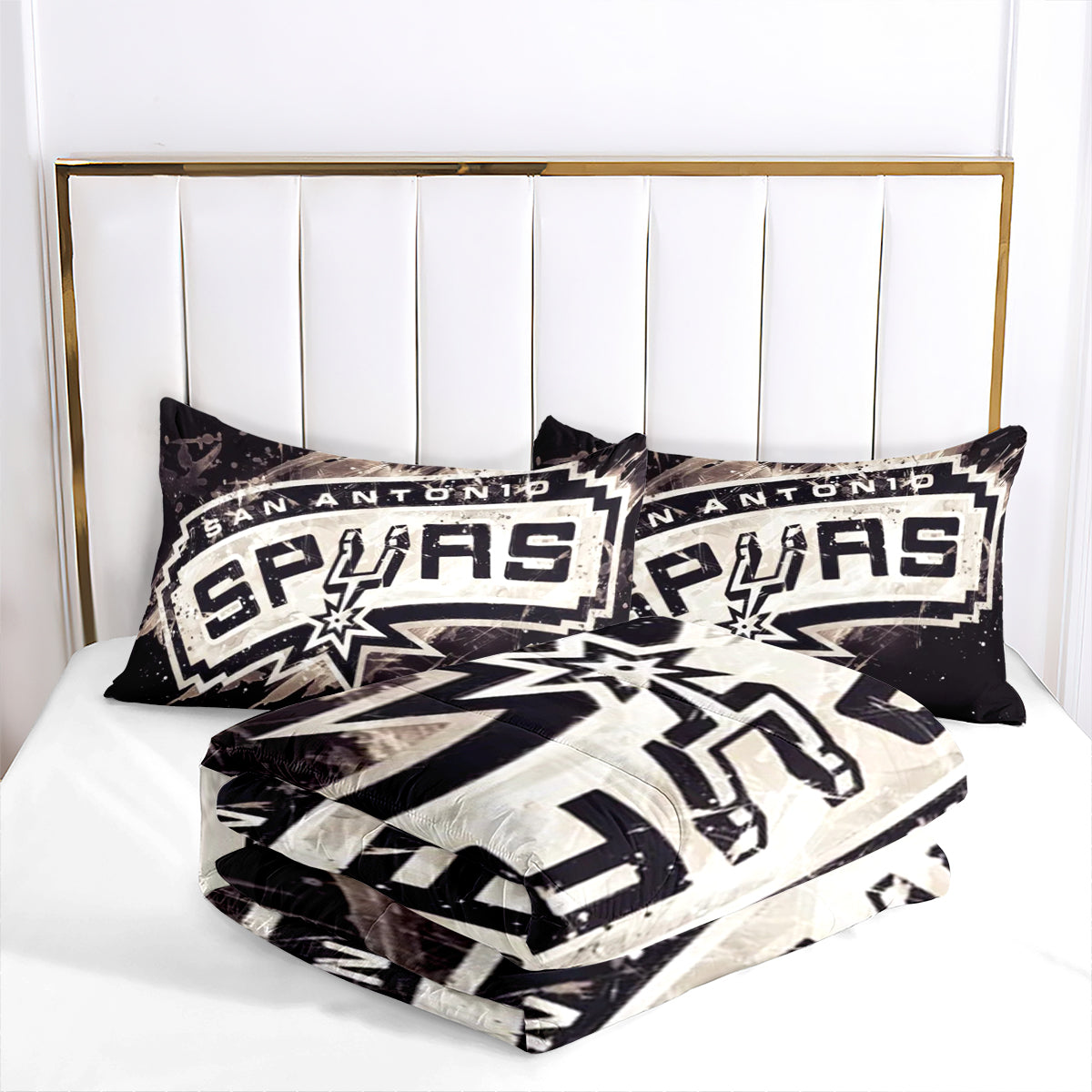San Antonio Basketball Spurs Comforter Pillowcases 3PC Sets All Season Reversible Quilted Duvet