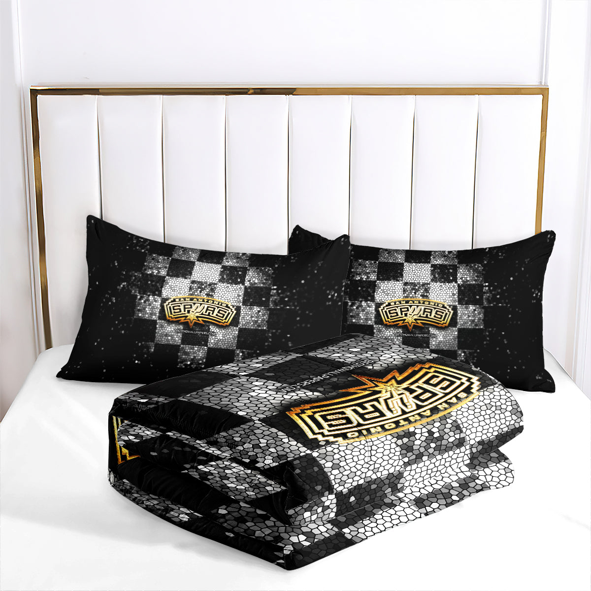 San Antonio Basketball Spurs Comforter Pillowcases 3PC Sets All Season Reversible Quilted Duvet