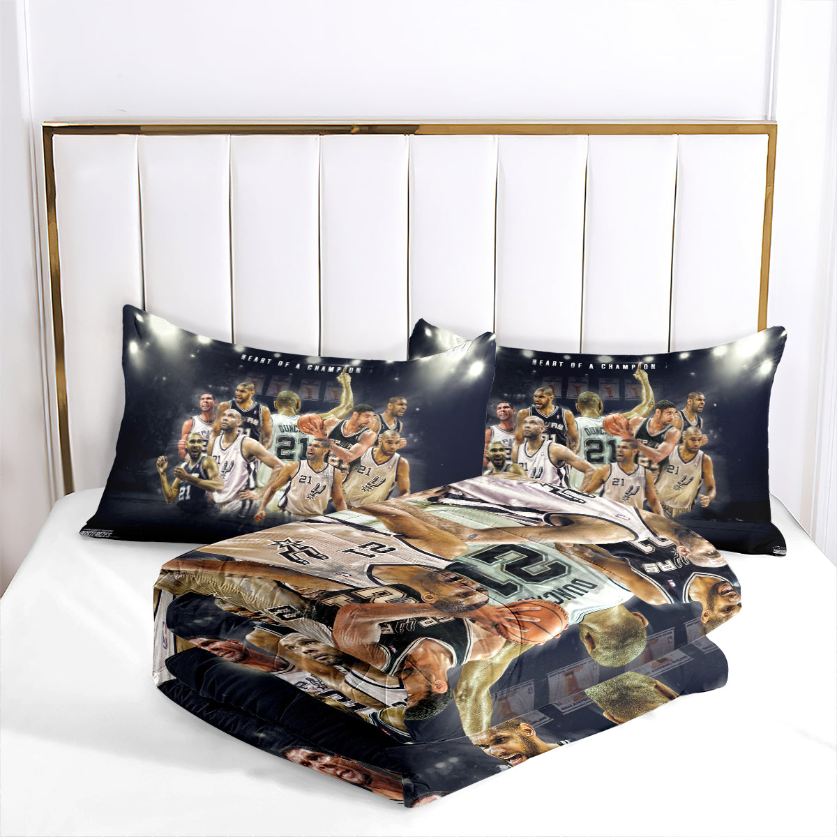 San Antonio Basketball Spurs Comforter Pillowcases 3PC Sets All Season Reversible Quilted Duvet