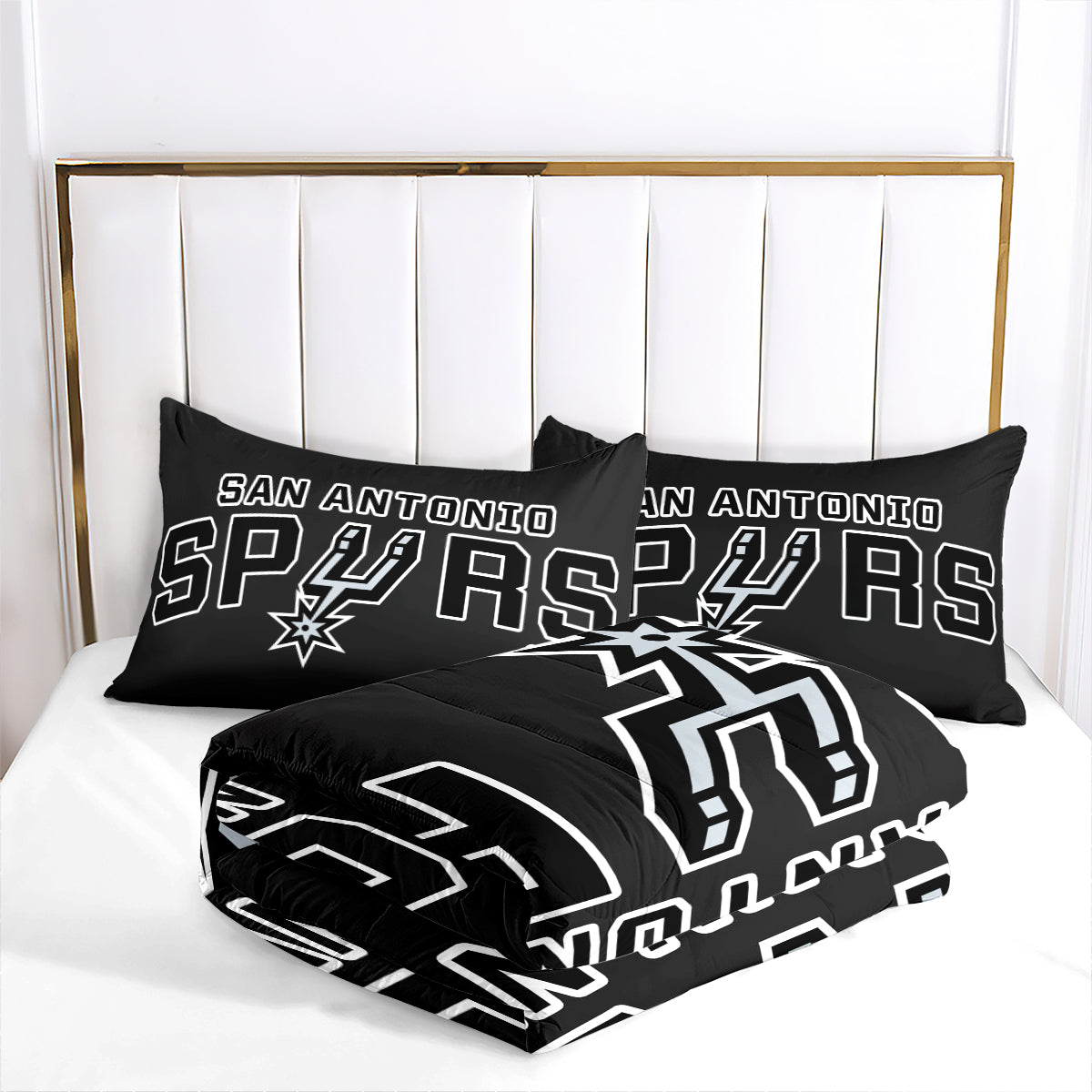 San Antonio Basketball Spurs Comforter Pillowcases 3PC Sets All Season Reversible Quilted Duvet