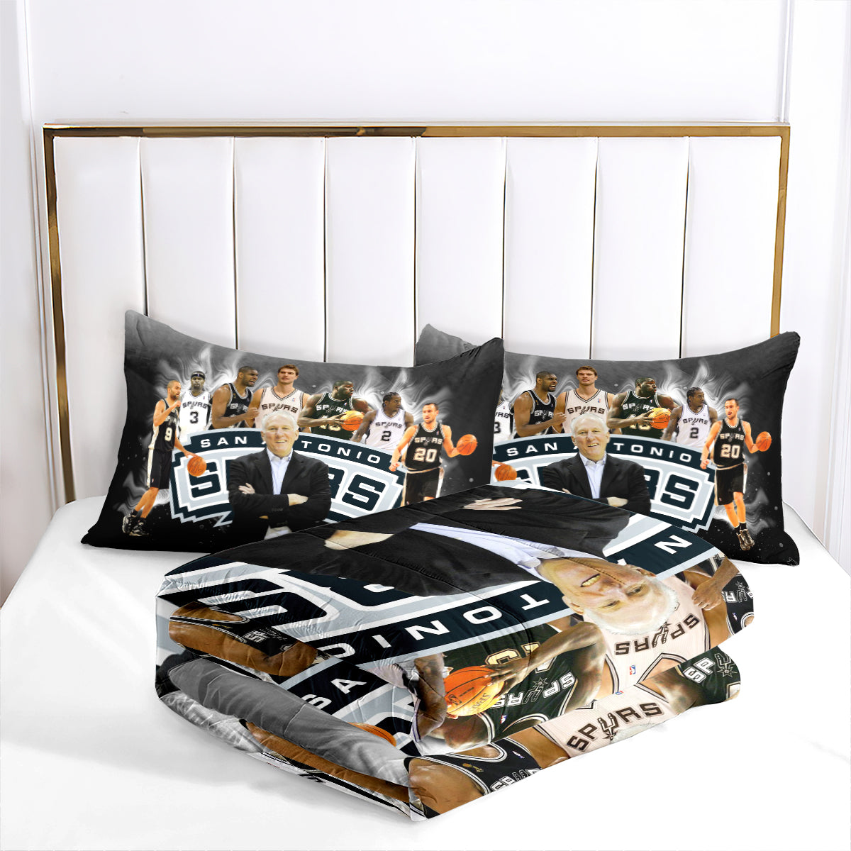 San Antonio Basketball Spurs Comforter Pillowcases 3PC Sets All Season Reversible Quilted Duvet