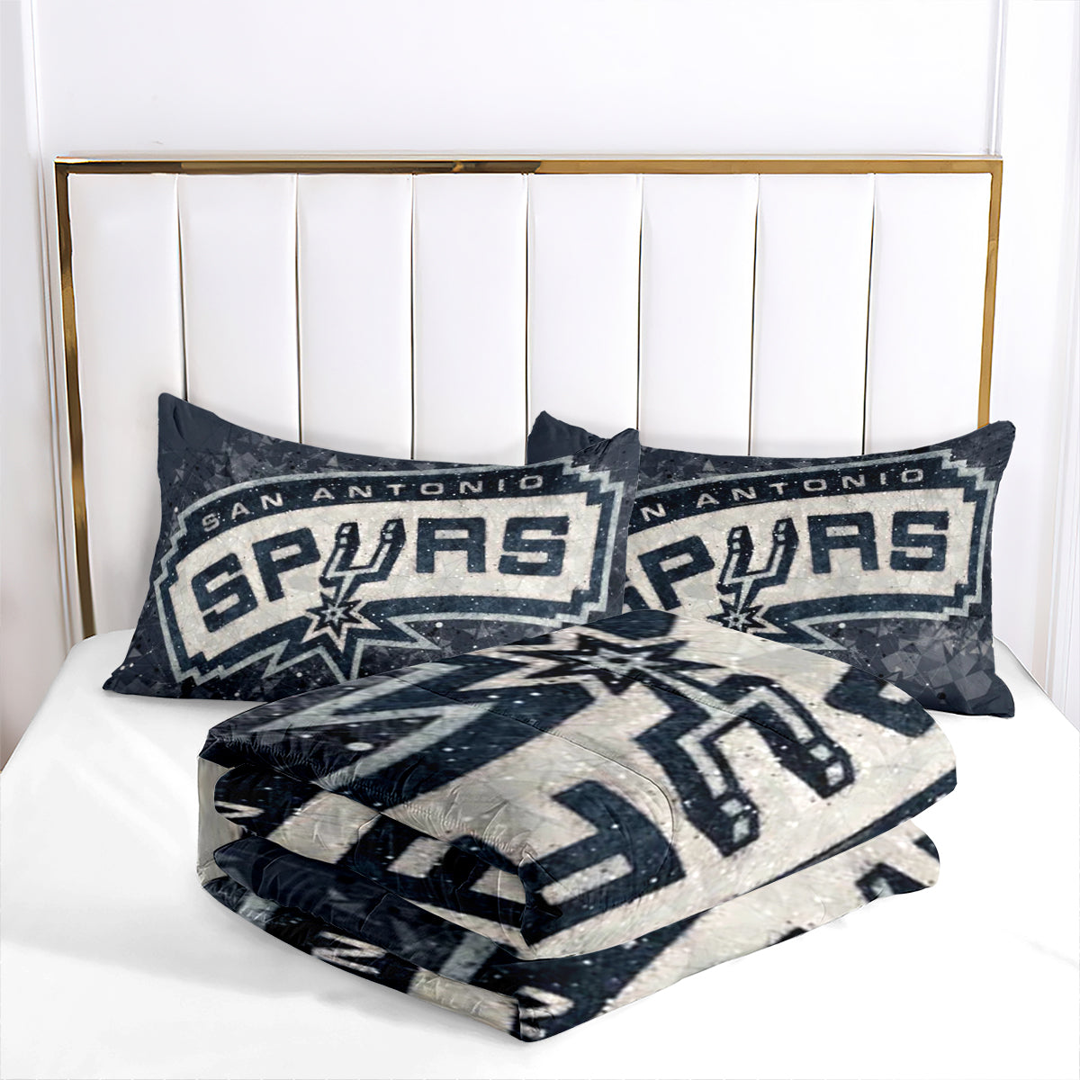 San Antonio Basketball Spurs Comforter Pillowcases 3PC Sets All Season Reversible Quilted Duvet