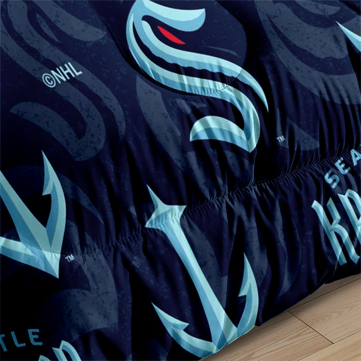 Seattle Hockey Kraken Comforter Pillowcases 3PC Sets Blanket All Season Reversible Quilted Duvet