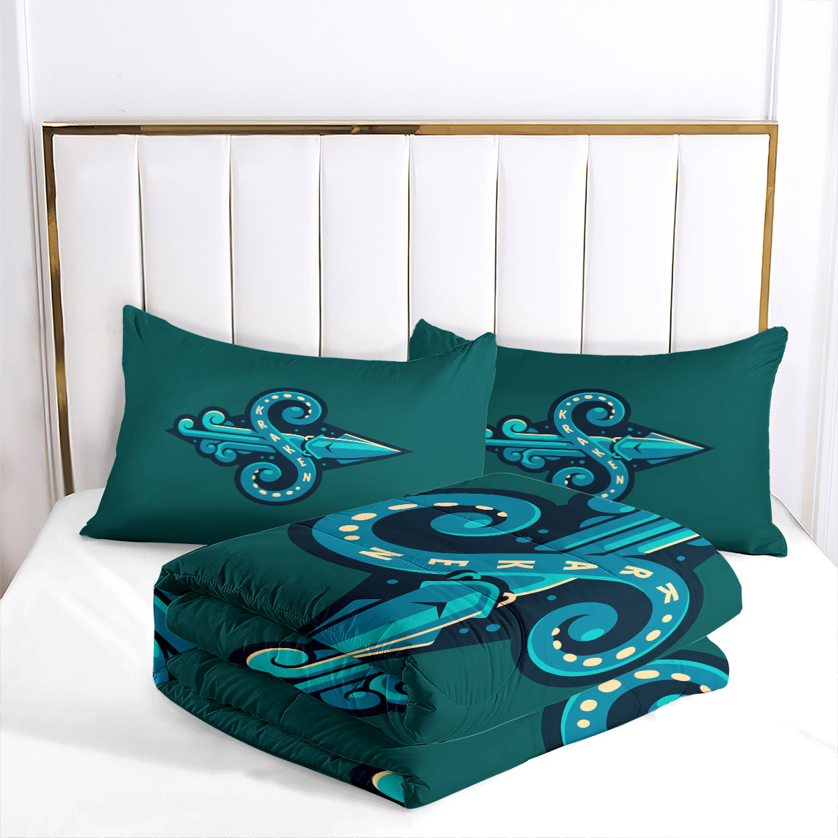 Seattle Hockey Kraken Comforter Pillowcases 3PC Sets Blanket All Season Reversible Quilted Duvet