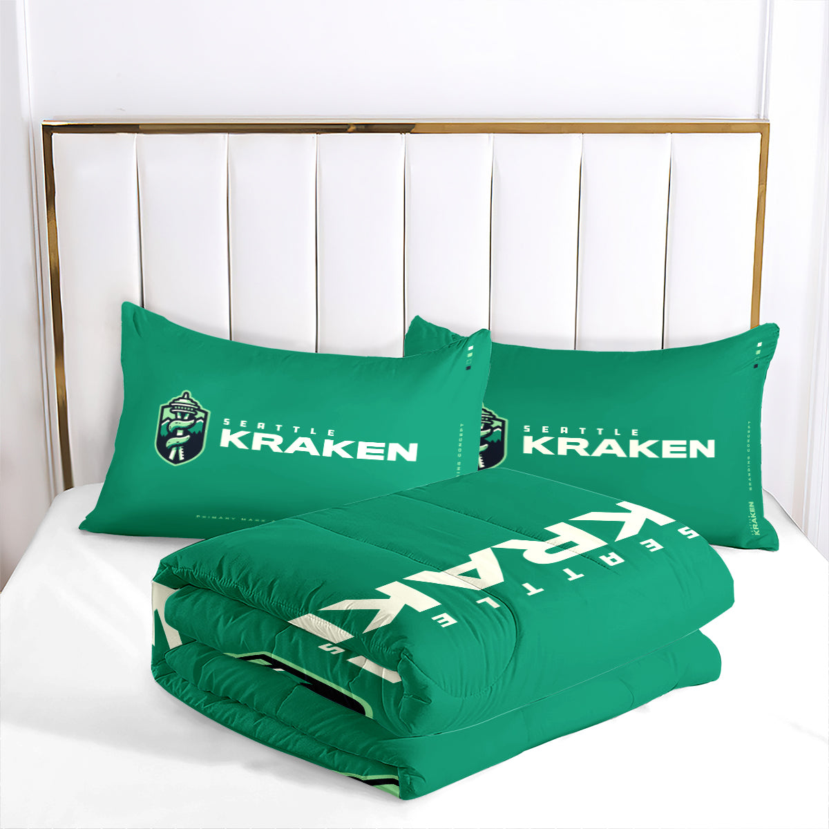 Seattle Hockey Kraken Comforter Pillowcases 3PC Sets Blanket All Season Reversible Quilted Duvet