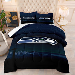 Seattle Rugby Seahawks Comforter Pillowcases 3PC Sets Blanket All Season Reversible Quilted Duvet