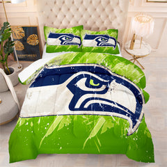 Seattle Rugby Seahawks Comforter Pillowcases 3PC Sets Blanket All Season Reversible Quilted Duvet