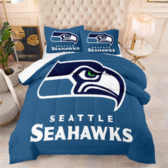 Seattle Rugby Seahawks Comforter Pillowcases 3PC Sets Blanket All Season Reversible Quilted Duvet