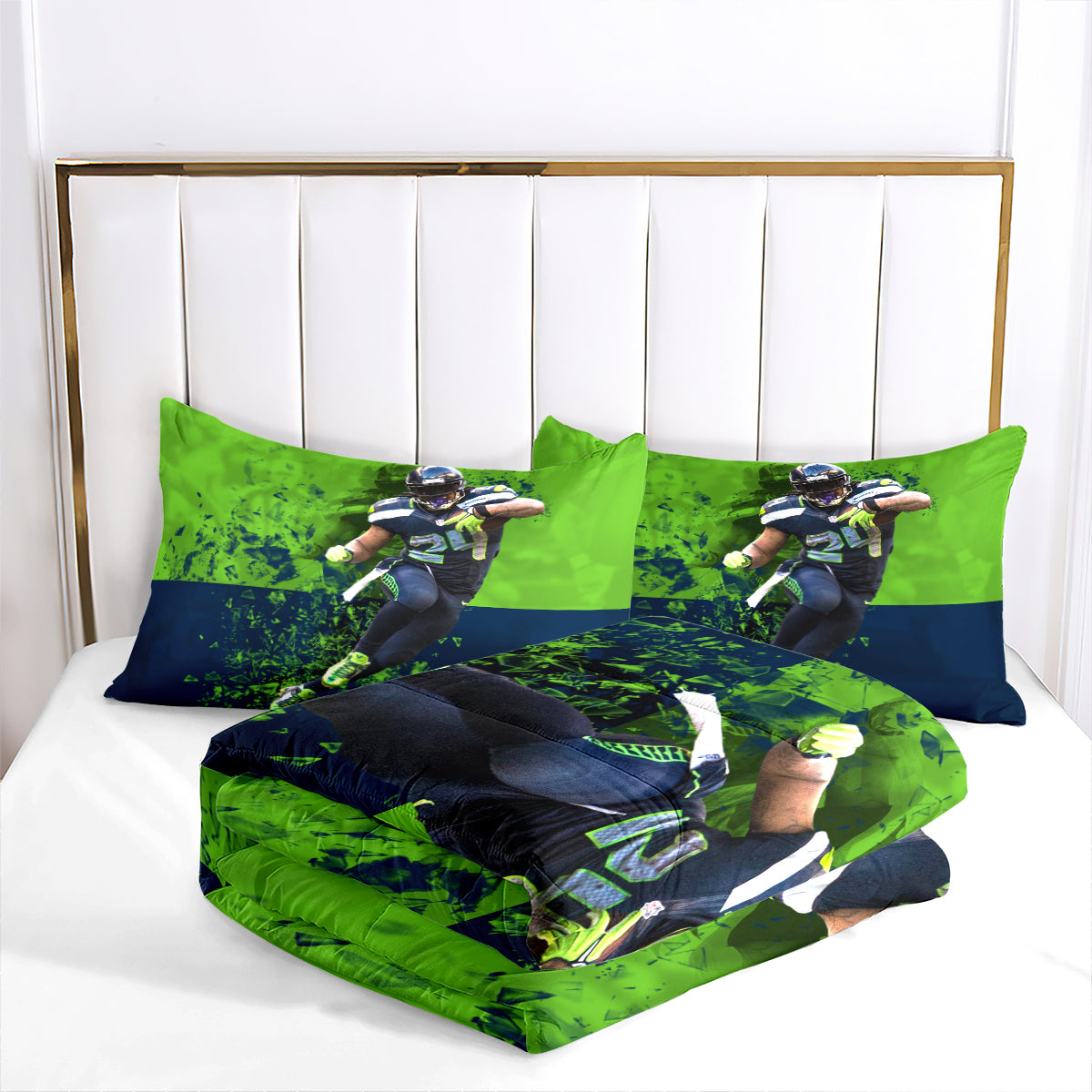 Seattle Rugby Seahawks Comforter Pillowcases 3PC Sets Blanket All Season Reversible Quilted Duvet
